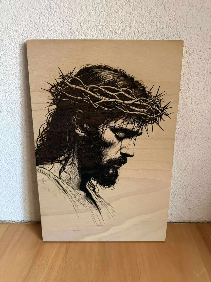 Ježiš Kristus – pyrografické dielo vypálené do dreva