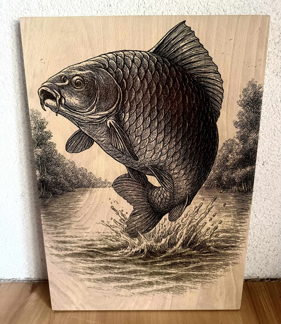 Skáčuci Kapor – pyrografické dielo vypálené do dreva